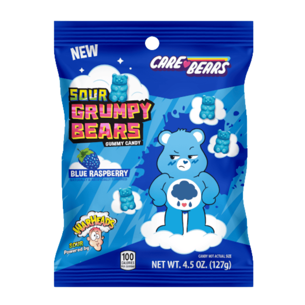 Warheads Sour Grumpy Bears Blue Raspberry Candy